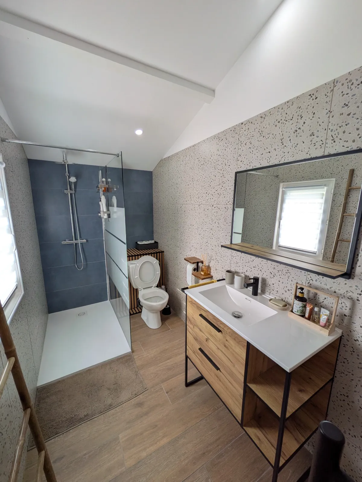 La salle d'eau privative (douche, WC, lavabo) — L'Escale du Midi, Renneville